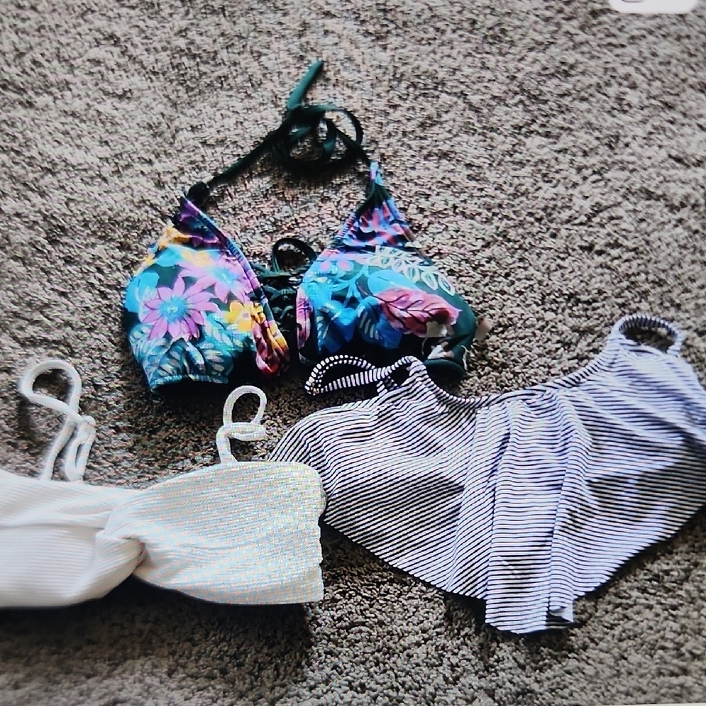 Shade & Shore Floral and Striped Bikini Set